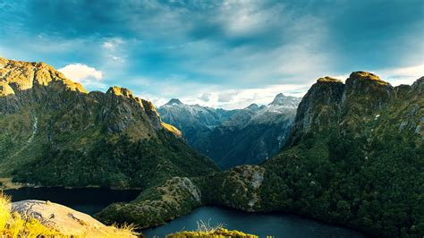 New Zealand Fiordland National Park Mountains River Valley