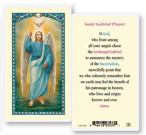 St Gabriel Laminated Prayer Cards 25 Pack