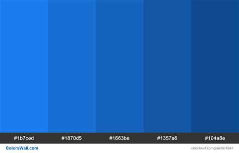 Blue Shades Hex Colors 1b7ced 1870d5 1663be 1357a6 104a8e