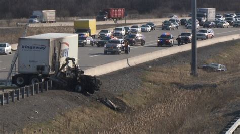 Truck Driver Injured After Fiery Crash Ctv News