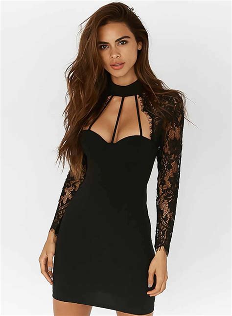 Whatever you're shopping for, we've got it. Women's Solid Long Sleeve Lace Mini Bodycon Dress ...