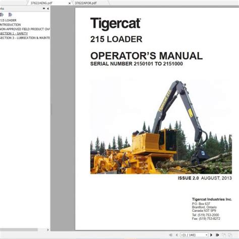 Tigercat Loader 220 2200111 2200500 Operator S Service Manual