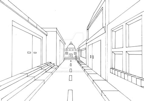 Street View In One Point Perspective By Jempavia One Point