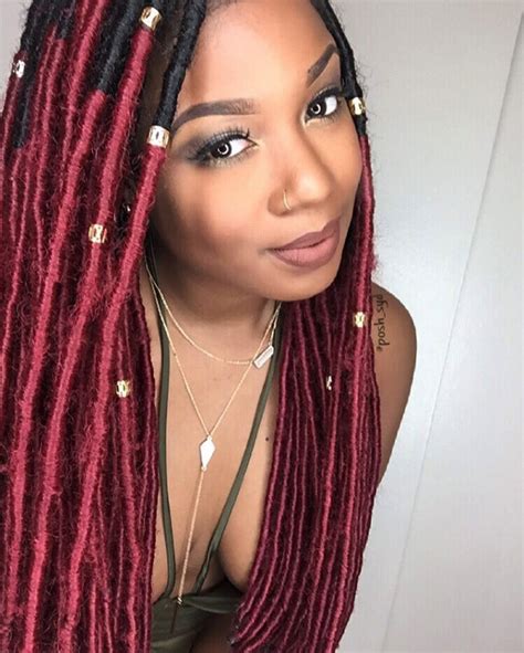 Red Ombre Faux Locs Faux Locs Hairstyles Faux Locs Styles Locs
