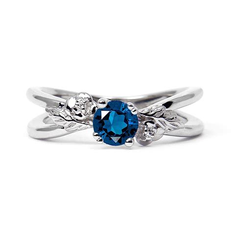 Foliage Ethical Light Blue Sapphire Gemstone Engagement Ring 18ct Fai