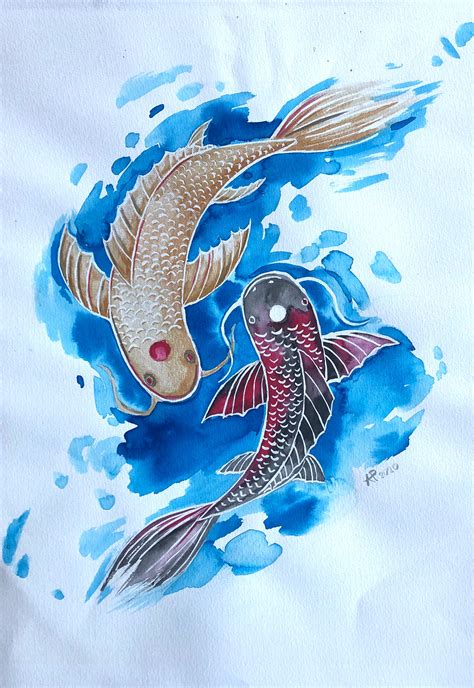 Koi Fish Art Ink Illustration Koi Fish Drawing Japanese Etsy Canada