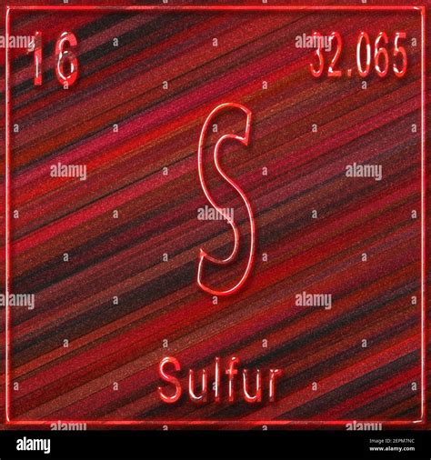 Sulfur Chemical Element Sign With Atomic Number And Atomic Weight
