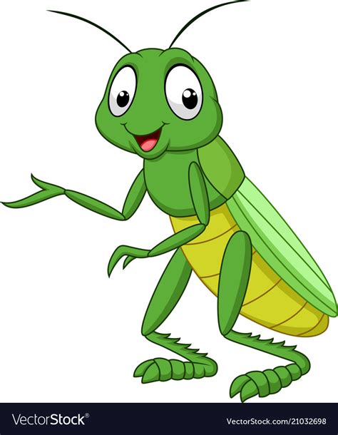 Cartoon Grasshopper Isolated On White Background Vector Image