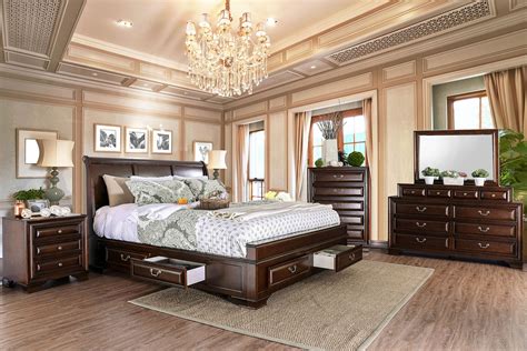 Of course you could substitute a queen, double. Brown Cherry Bedroom Furniture 4pc Set Eastern King Size ...