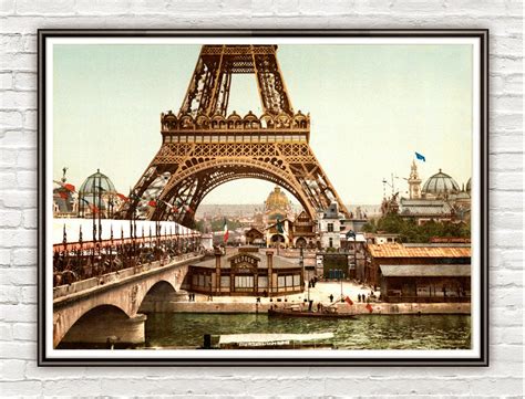 Vintage Photo Of Paris Tour Eiffel Tower France 1889 Vintage Maps
