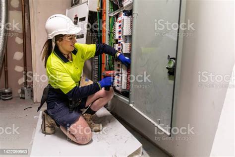 Real Life Female Electrician At Work Stock Photo Download Image Now