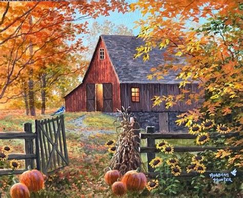 12 Beaux Tableaux D Abraham Hunter Autumn Scenes Barn Painting