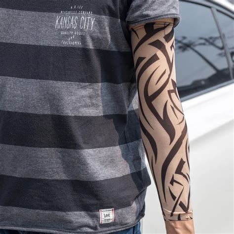 5 Pcs New Mixed 100 Nylon Elastic Fake Temporary Tattoo Sleeve Designs Body Arm Stockings Tatoo