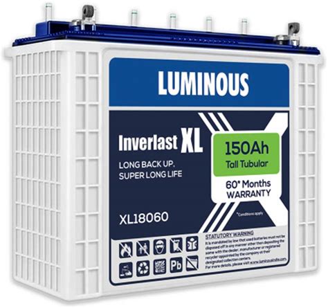 Luminous Xl 18060 150ah Tall Tubular Inverter Battery Price In India