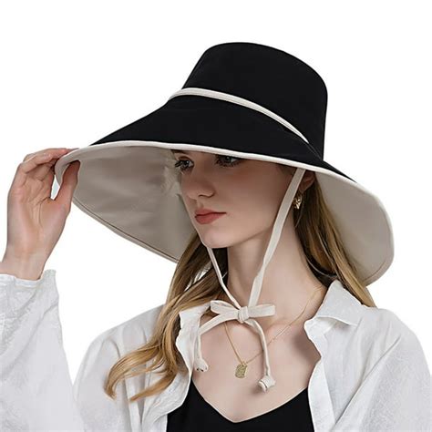 Womens Packable Reversible Bucket Hat Uv Sun Protection Wide Brim