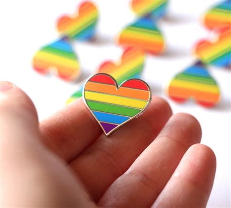 Gay Flag Heart Enamel Pin Compoco