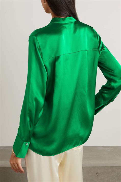Emerald Silk Satin Blouse VINCE NET A PORTER