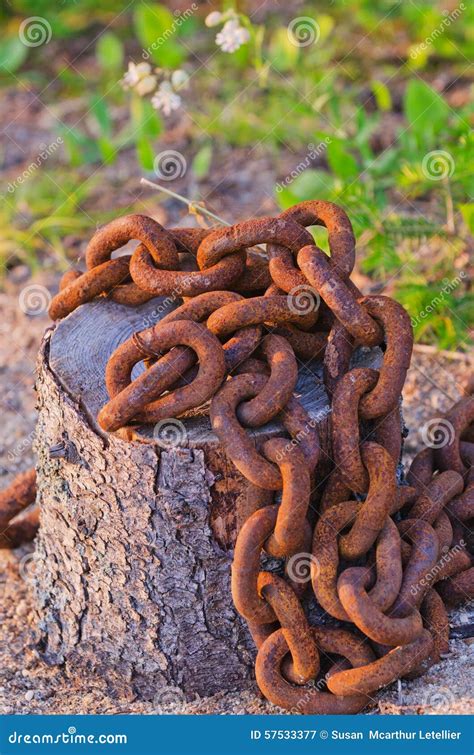 Large Rusted Old Chain Stock Image Image Of Steel Linked 57533377
