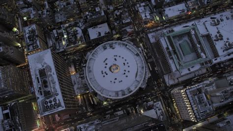 5k Stock Footage Aerial Video Birds Eye View Of Madison Square Garden