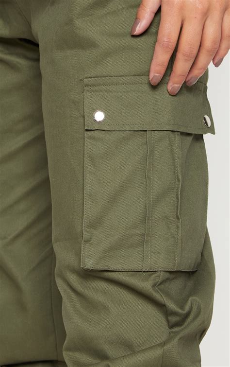 Petite Khaki Pocket Detail Cargo Pants Prettylittlething Usa
