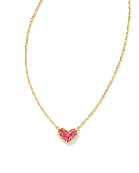 Ari Gold Pave Crystal Heart Necklace In Pink Crystal Kendra Scott