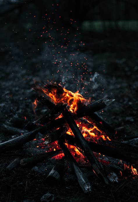 Burning Wood On Fire Pit Hd Phone Wallpaper Peakpx