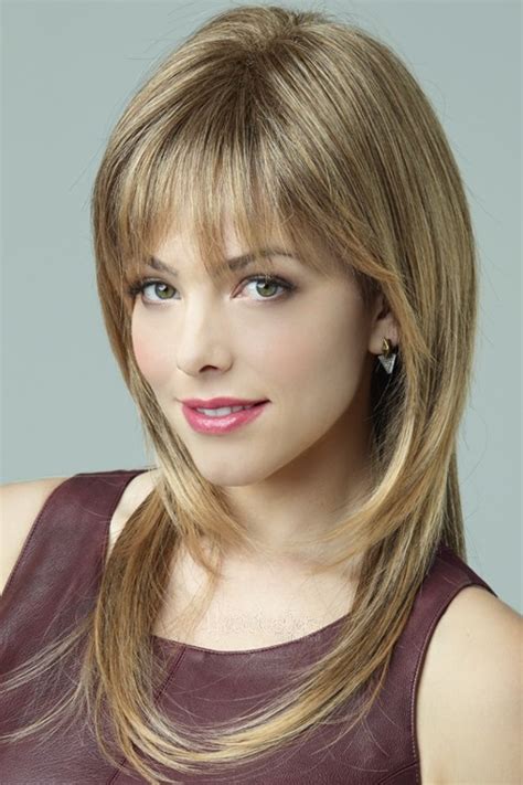 Long Straight Synthetic Layered Wigs With Bangs