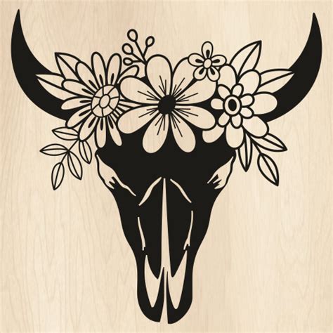 Cow Skull With Flowers Svg File Cow Skull Png Dxf Eps My Xxx Hot Girl
