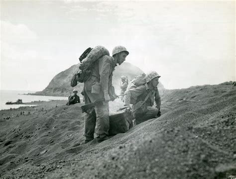 Marines Advancing on Beach, Iwo Jima, February 1945 | Iwo jima, Iwo