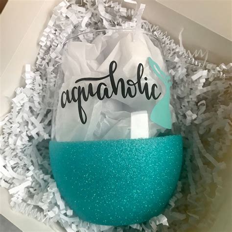 Aquaholic Mermaid Glitter Wine Glass Etsy