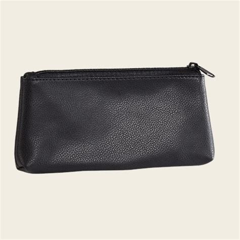 Black Leather Zip Top Pouch Discounted