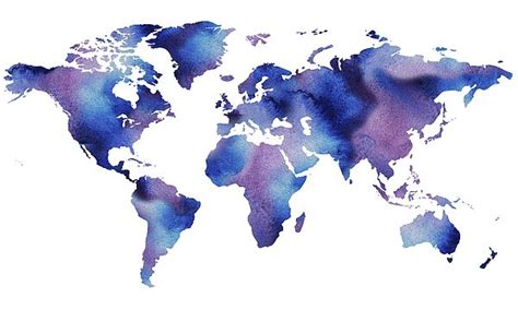 Blue World In Watercolor Map Https Irina Sztukowski Pixels Com Featured Our Beautiful