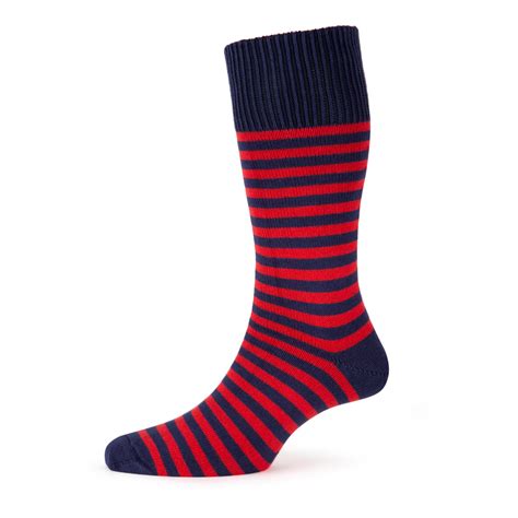 Red And Navy Cotton Socks Tom Lane
