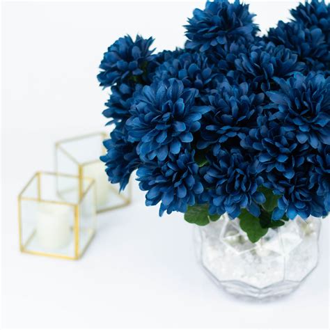 84 Artificial Navy Blue Silk Chrysanthemum Flowers Wedding Bridal