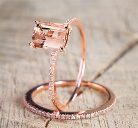 Bamos Female Square Ring Set Luxury KT Rose Gold Filled Ring Vintage