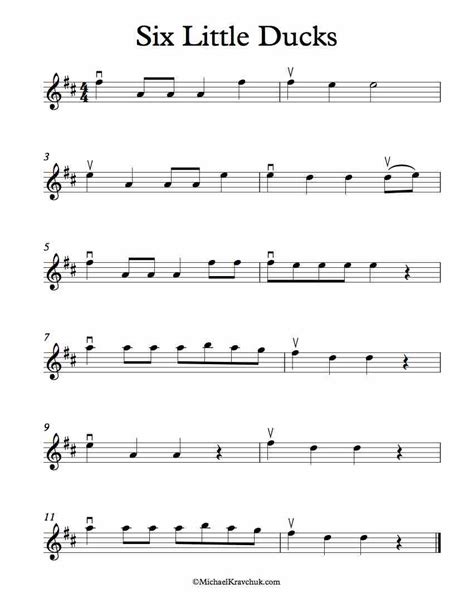 Free Violin Sheet Music Six Little Ducks Michael Kravchuk