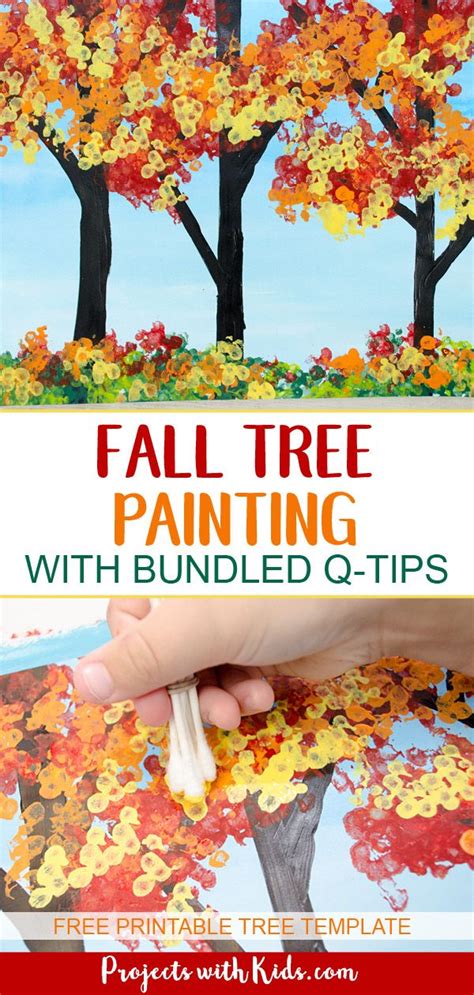 Fall Tree Painting With Colored Leaves And Text Overlay That Says Fall