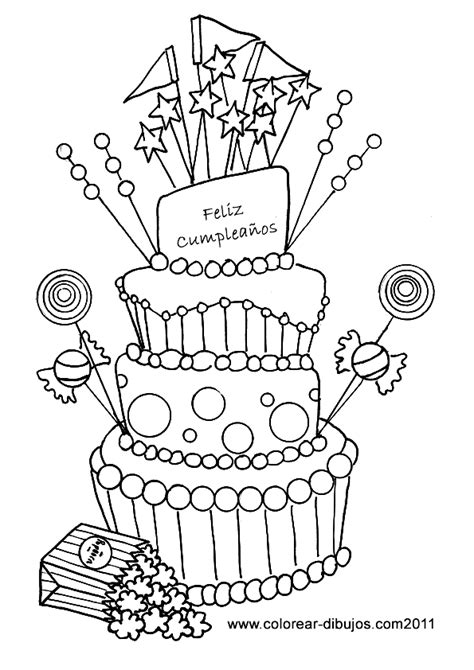 Este dibujo de un pastel para mama es ideal para colorear y compartir el dã â­a de la madre. torta 2 | Happy birthday coloring pages, Birthday coloring ...
