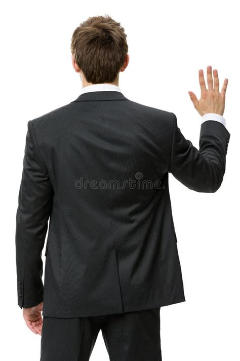 Backview Of Business Man Waving Hand Stock Photo Image Of Businessman