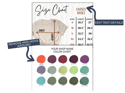 Comfort Colors 1717 Color Chart And Size Chart Unisex Shirt Etsy