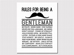 PRINTABLE ART Gentleman Rules Boys Wall Decor Boys Wall Art | Etsy
