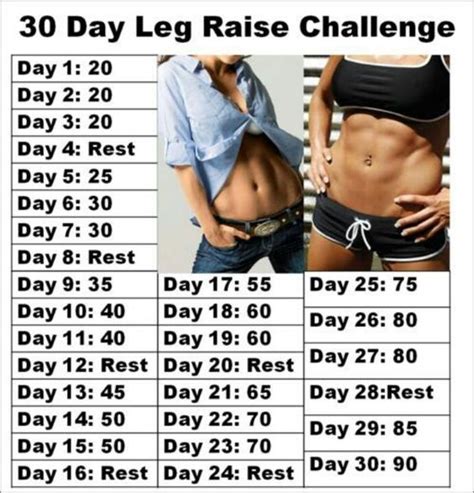 30 Day Leg Raise Challenge Ab And Stomach Workouts Pinterest Leg