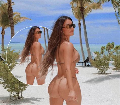 Kim Kardashian Bares Her Butt In Barely There Thong Bikini Howwe Ug