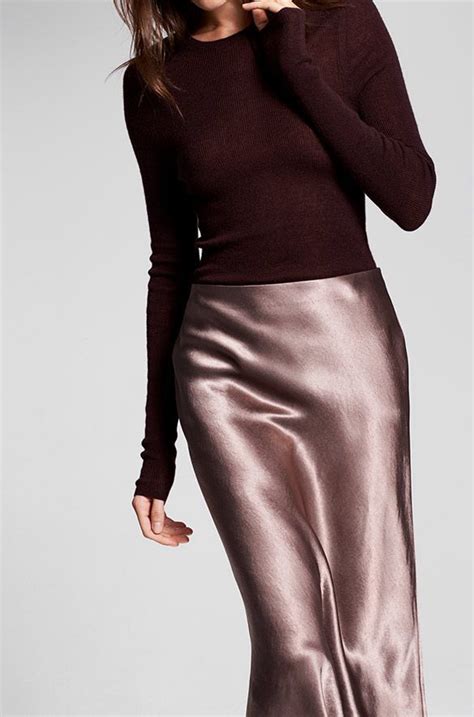 Sweater With Satin Midi Skirt Perfect For Holiday Parties And The