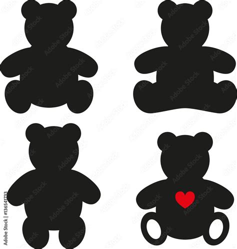 simple silhouettes of teddy bear vector illustration on white background stock vector adobe stock