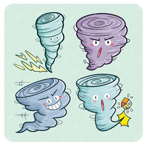 Premium Vector Funny Cartoon Tornado Characters Set