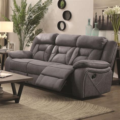 Houston Casual Pillow Padded Reclining Sofa With Contrast Stitching