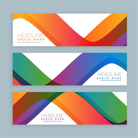 Set Of Three Colorful Wave Banners Banners Template Download Free