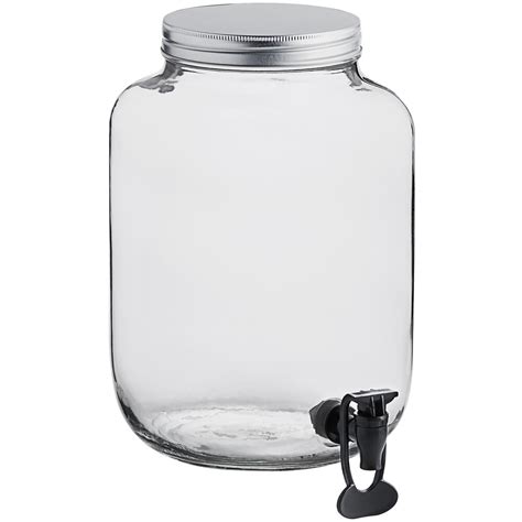Acopa 2 Gallon Mason Jar Glass Hands Free Beverage Dispenser
