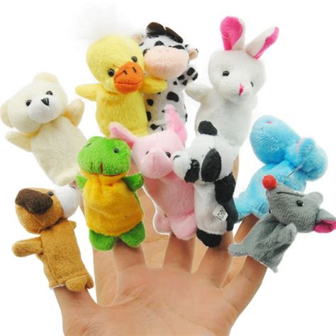 10pcspack Animal Finger Puppet For Baby Cartoon Biological Plush Toys